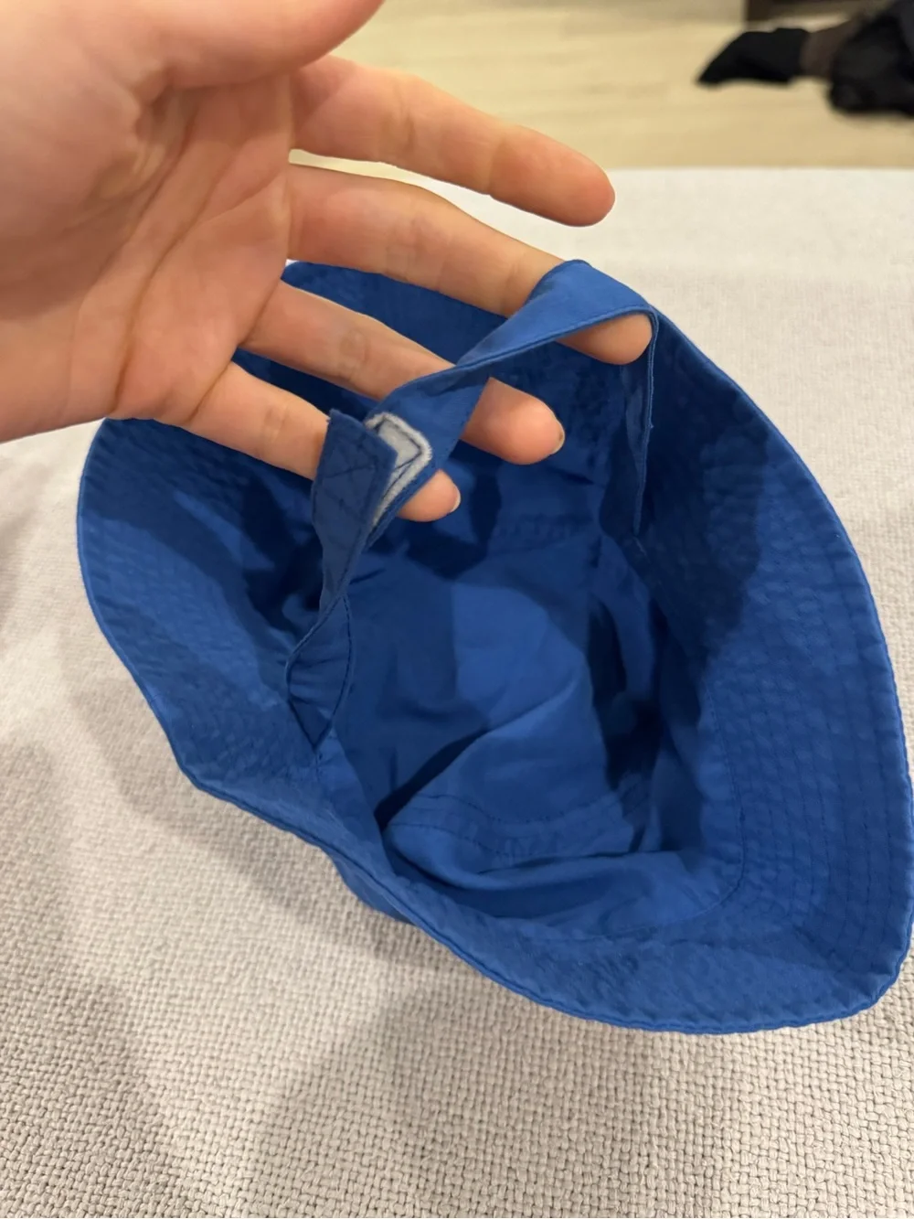 Kids Blue Bucket Hat with Shark Mouth Patch